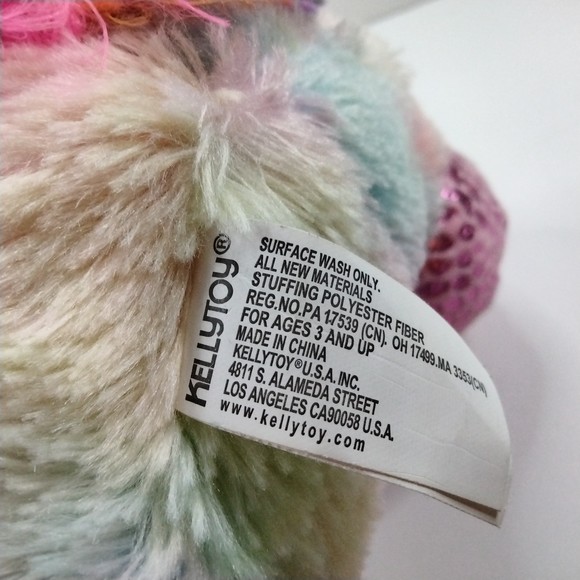 KELLYTOY FANTASY PETS TIE DYE RAINBOW PASTEL GLITTER 16” UNICORN PLUSH TOY - Picture 13 of 15